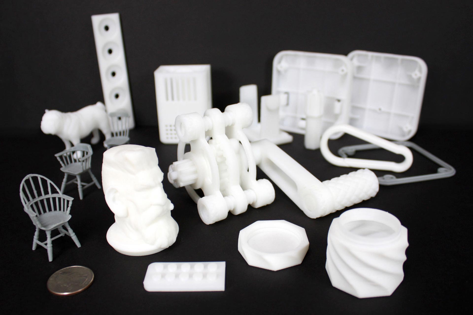 A collection of 3D printed parts
