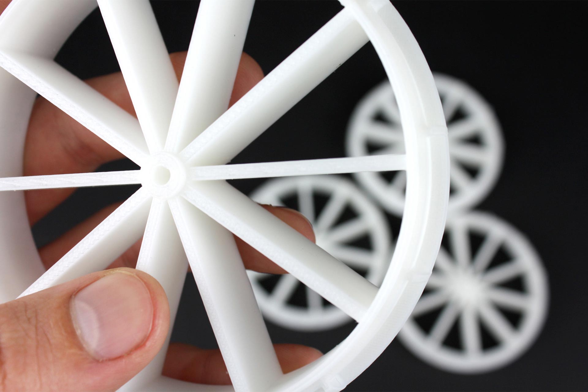 A 3D printed wheel for a kids toy